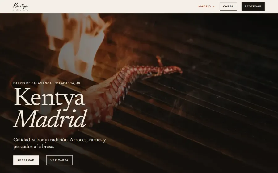 Web nueva de Kentya, página de Madrid