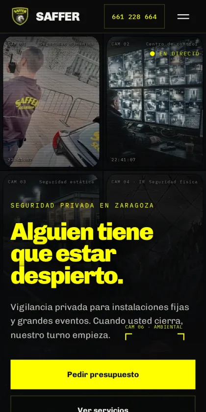 Web de Saffer Security en el móvil